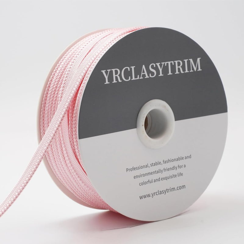 YRCLASYTRIM 0.35 بوصة، (55 ياردة) حافة خياطة، حبل بوليستر لامع، لخياطة الملابس، الأقمشة المنزلية، تزيين الحرف اليدوية، 30 لون (وردي فاتح) - Image 3